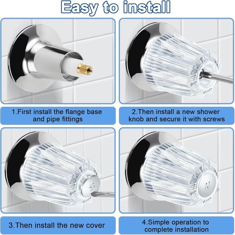 UCDETD 2 Piece Shower Knob Replacement and Flange Base, Clear Acrylic Plastic Hot and Cold Shower Knob Compatible with Price Pfister Contessa and Windsor Bathtub Shower Faucet Handle - Image 5